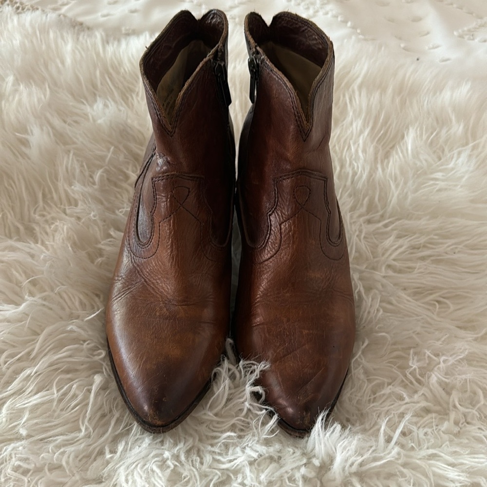 Frye Chestnut Leather Ankle Booties
